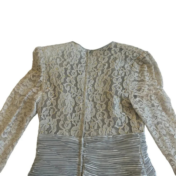 Ricki Lang For Nuit Vintage 1970s Lace Sheer Dress Pleated Size Large Women's - Picture 8 of 15